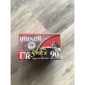 Maxell UR 90 Cassette Tape (5PK) Normal Bias  / 90 Minute Audio Tape. Sealed